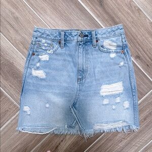 Abercrombie & Fitch Light Blue Distressed Mini Skirt